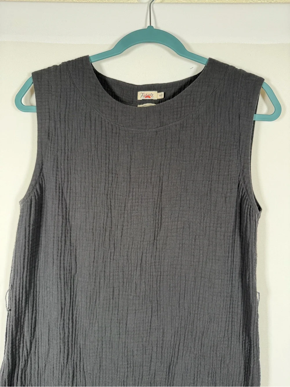 Faherty Dream Coasta Charcoal Gauzy Organic Cotton Sleeveless Midi Dress Granola